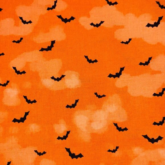 Batty by Michael Miller Fabrics - Halloween Orange Clouds and Bats - 1 Yard - Picture 1 of 6
